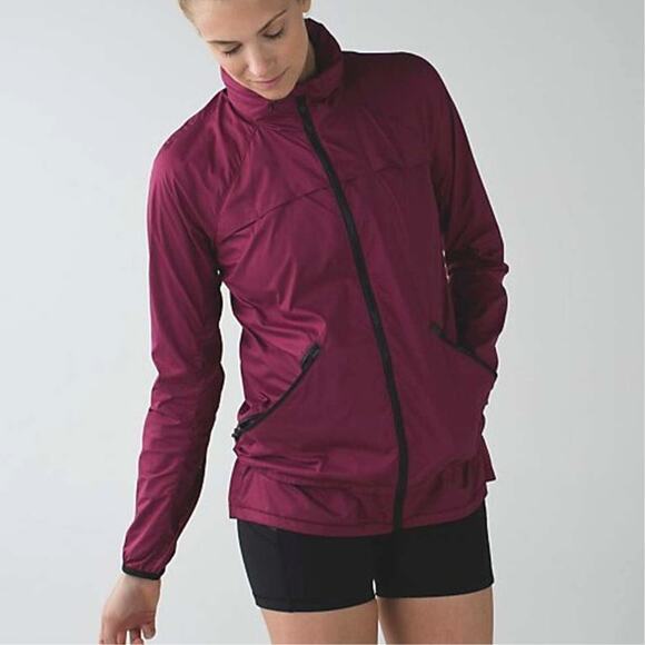 Lululemon Miss Misty Burgundy Maroon Lightweight Windbreaker Zip Jacket II - Picture 1 of 16